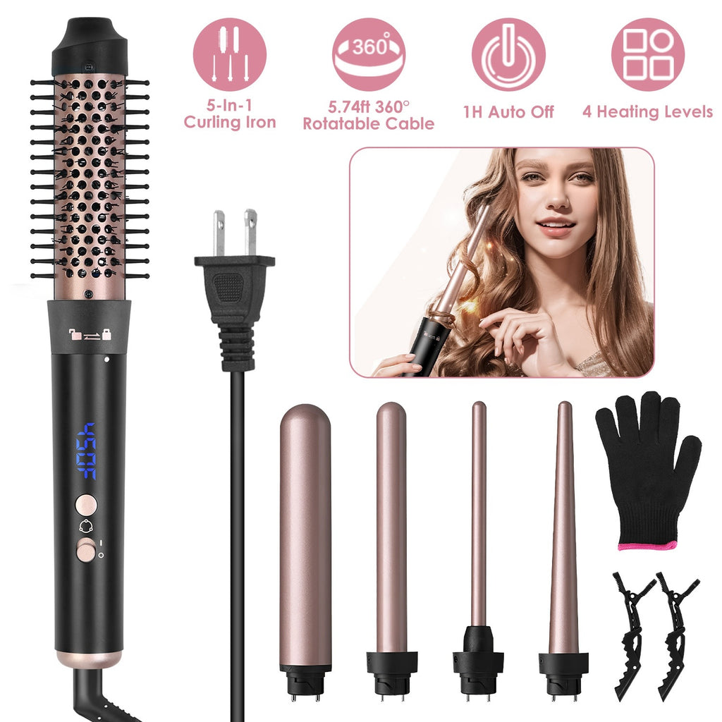 Professional Curling Iron Set – 5 Interchangeable Barrels