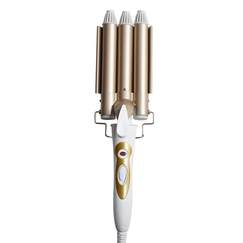 Roll Head Curling Iron Golden Three Rod