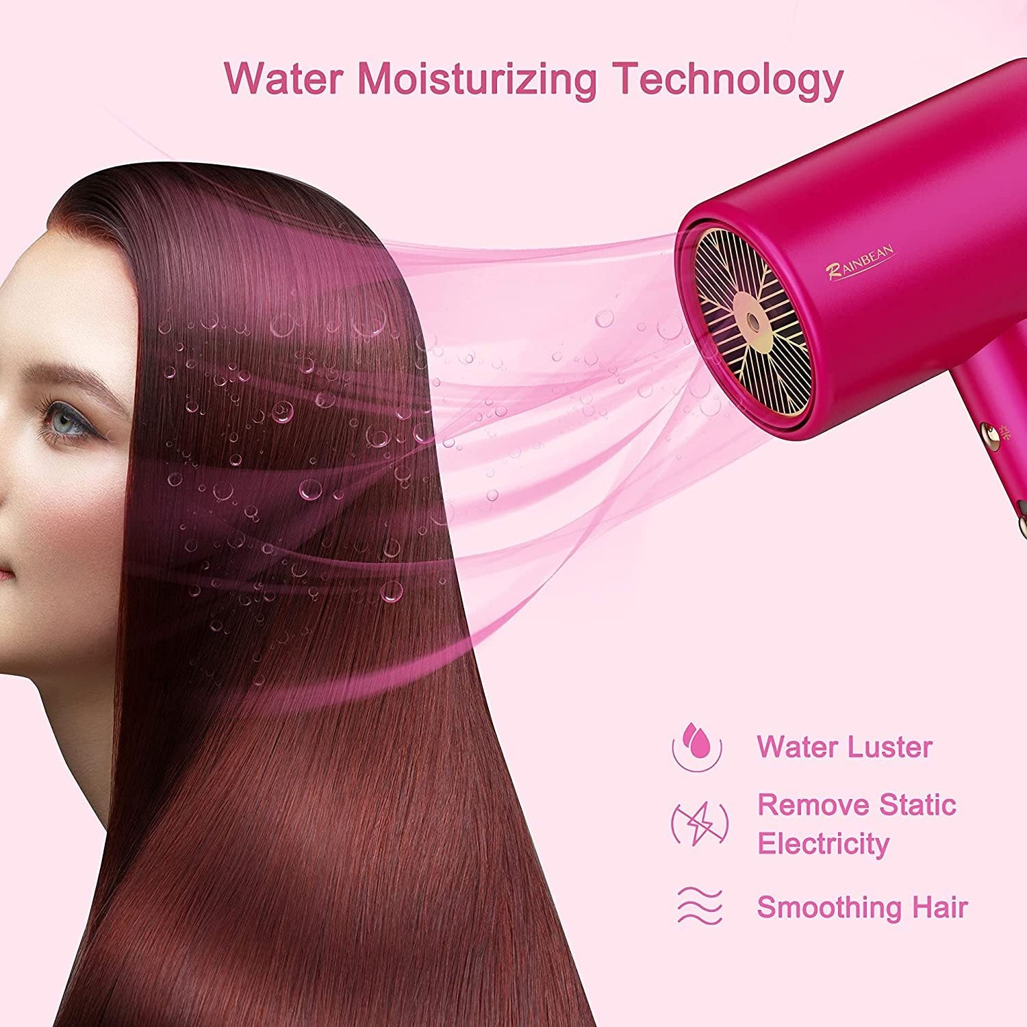 Water Ionic Hair Dryer |1800W Blow Dryer With Magnetic Nozzle
