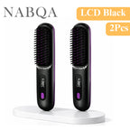 2 In 1 Straight Hair Comb Wireless Hair Straightener Brush Hair Fast Heating Portable Hot Curler USB Charging