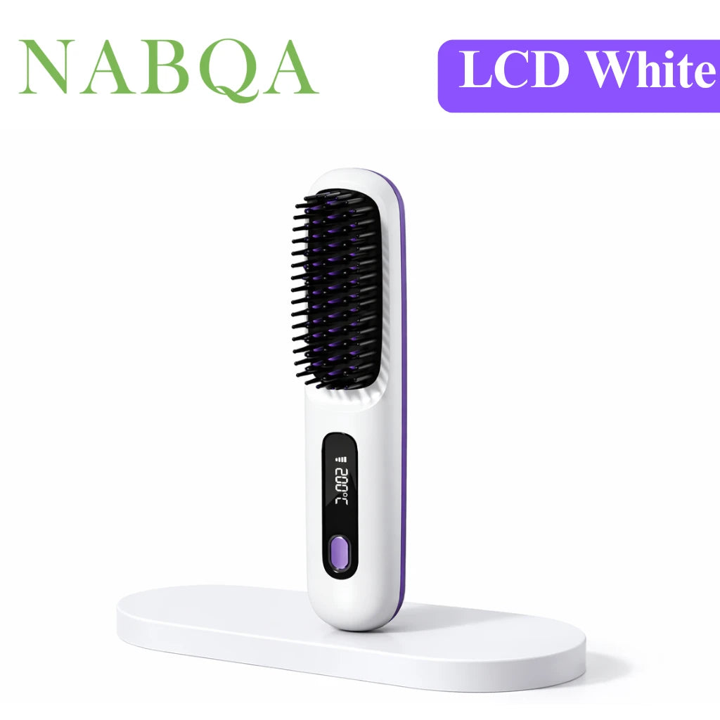 2 In 1 Straight Hair Comb Wireless Hair Straightener Brush Hair Fast Heating Portable Hot Curler USB Charging