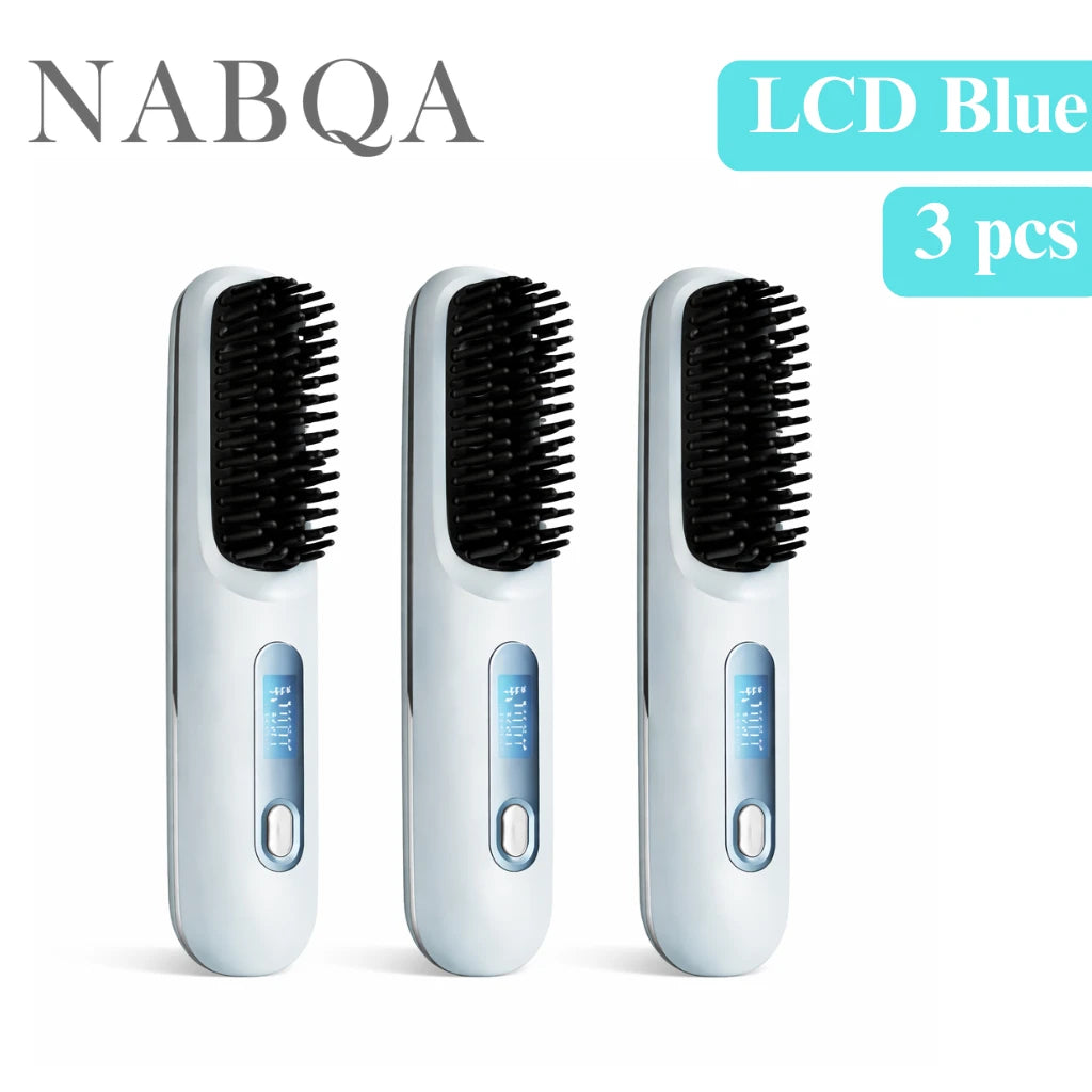 2 In 1 Straight Hair Comb Wireless Hair Straightener Brush Hair Fast Heating Portable Hot Curler USB Charging