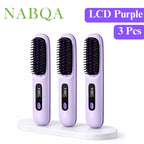 2 In 1 Straight Hair Comb Wireless Hair Straightener Brush Hair Fast Heating Portable Hot Curler USB Charging