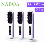2 In 1 Straight Hair Comb Wireless Hair Straightener Brush Hair Fast Heating Portable Hot Curler USB Charging