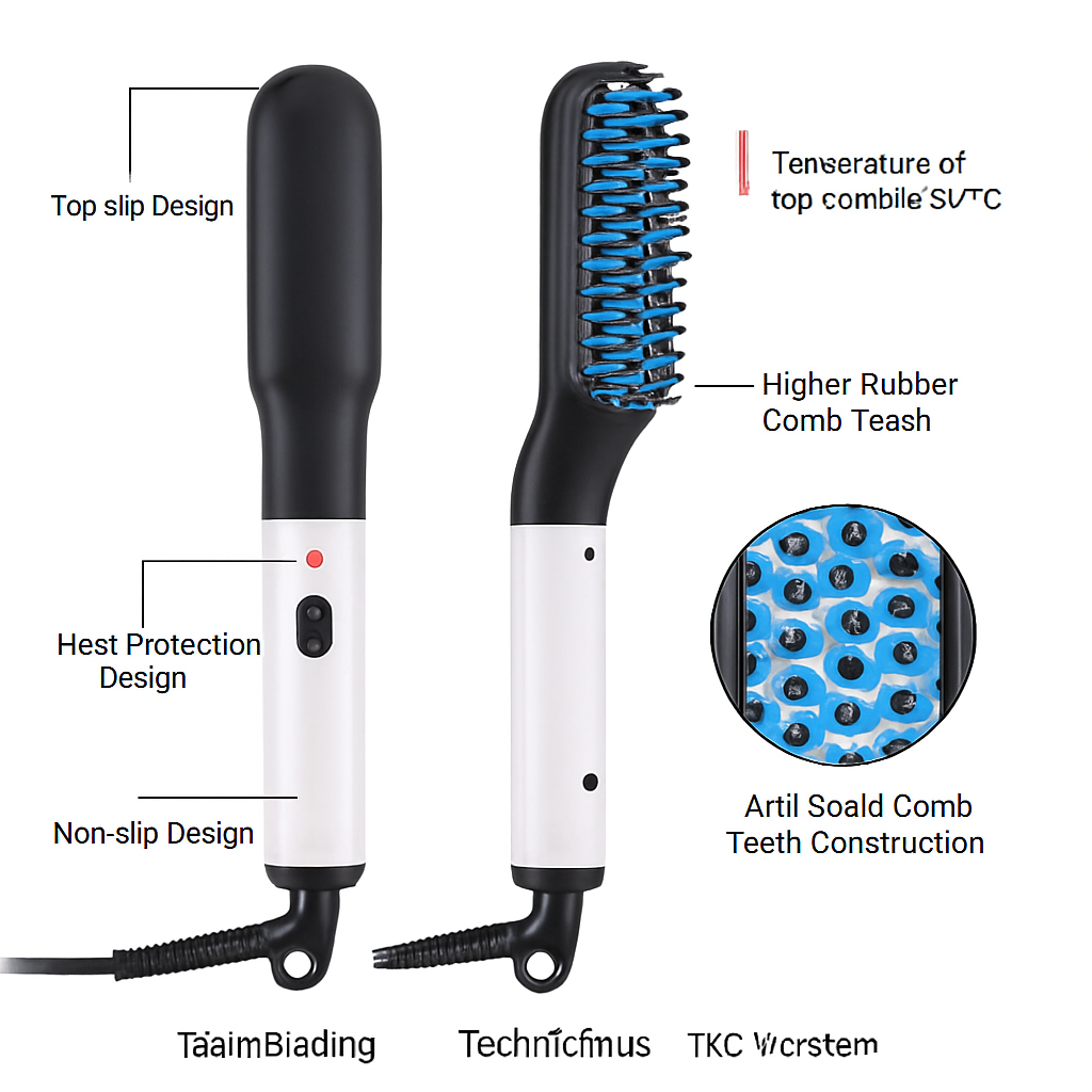 Multifunctional Hair Straightener Hair Comb Brush Men Beard Straightener Straightening