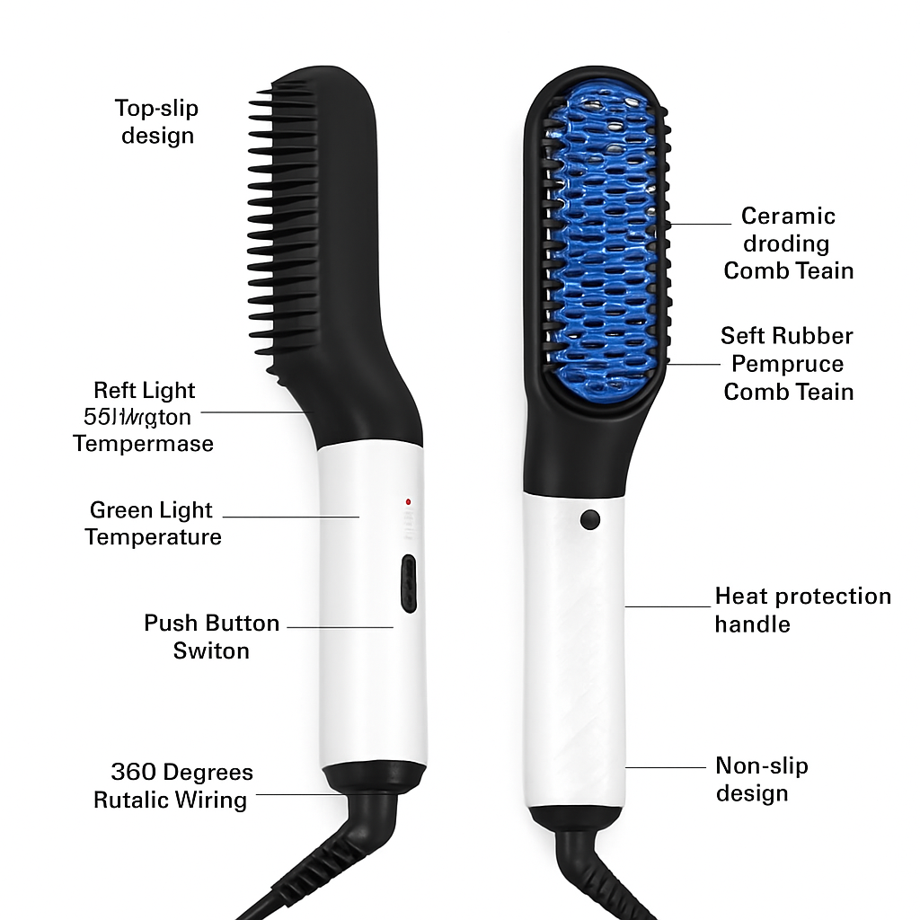 Multifunctional Hair Straightener Hair Comb Brush Men Beard Straightener Straightening