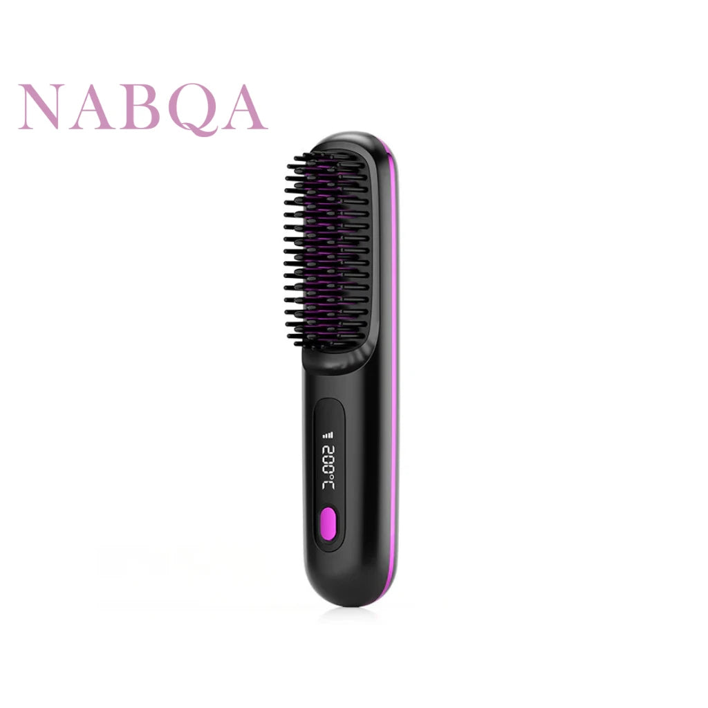 2 In 1 Straight Hair Comb Wireless Hair Straightener Brush Hair Fast Heating Portable Hot Curler USB Charging