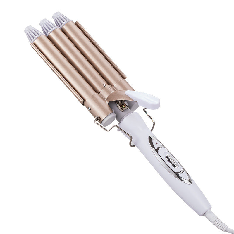 Roll Head Curling Iron Golden Three Rod