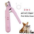 Dog & Cat Nail Clippers – 2‑in‑1 LED Grooming Tool