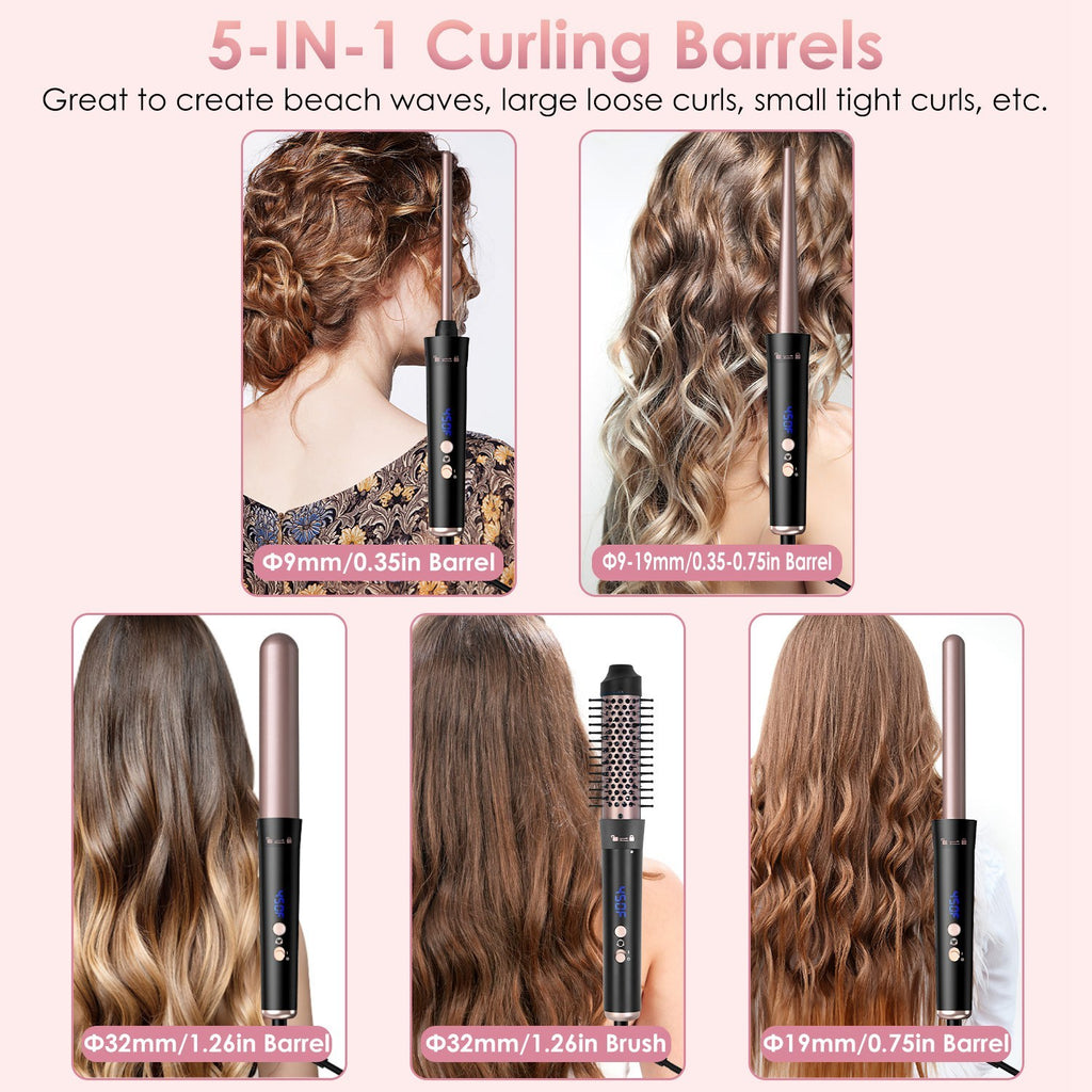 Professional Curling Iron Set – 5 Interchangeable Barrels