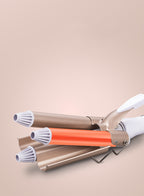 Roll Head Curling Iron Golden Three Rod