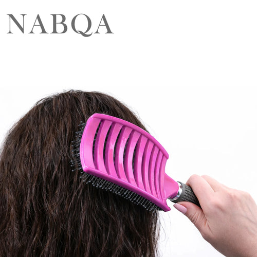 Anti Static Bending Nylon Women's Wet Curly Tangled Hair Brush Styling Tool