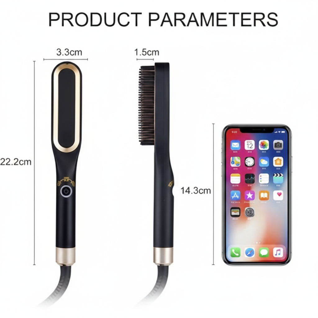 Mini Hair Straightener Brush Hot Comb Iron Ceramic